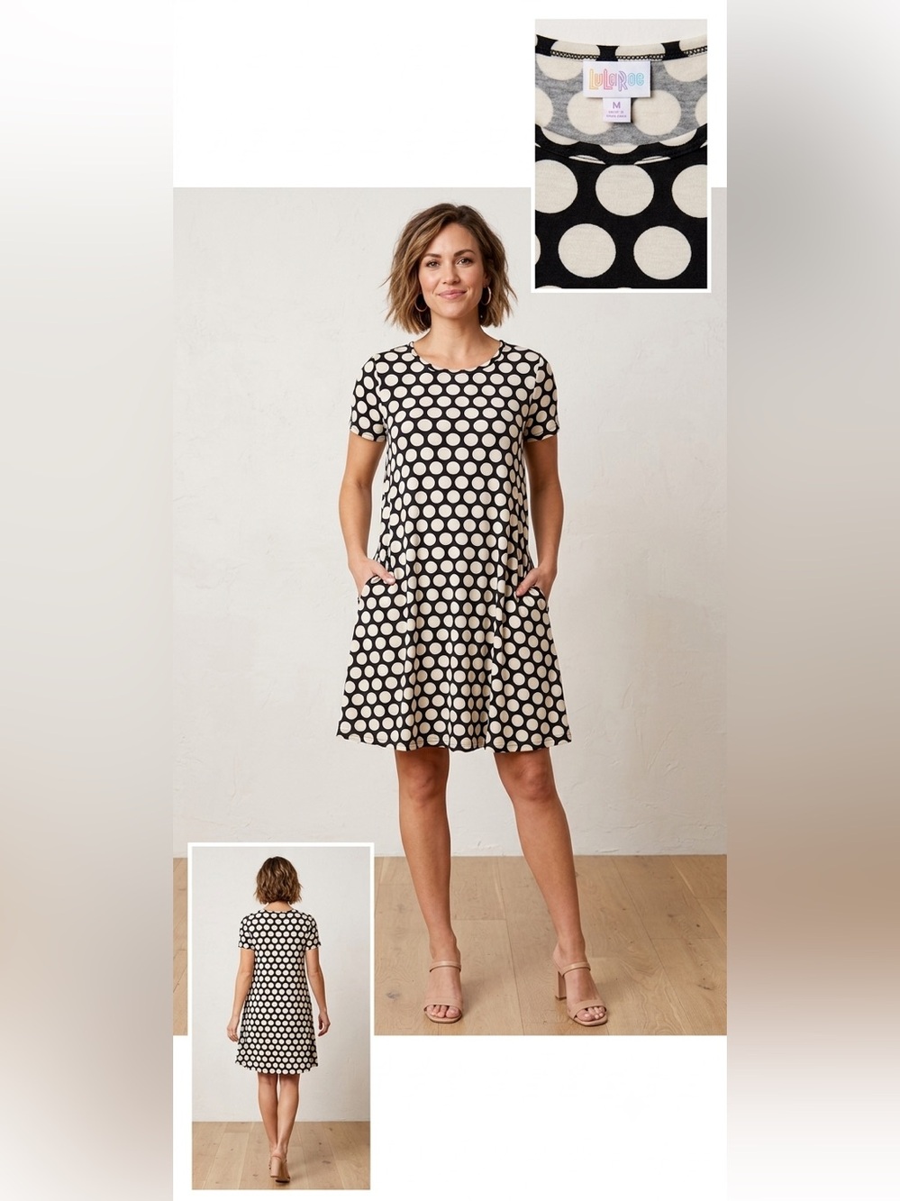 LuLaRoe Carly Black & White Polka Dot Midi Dress